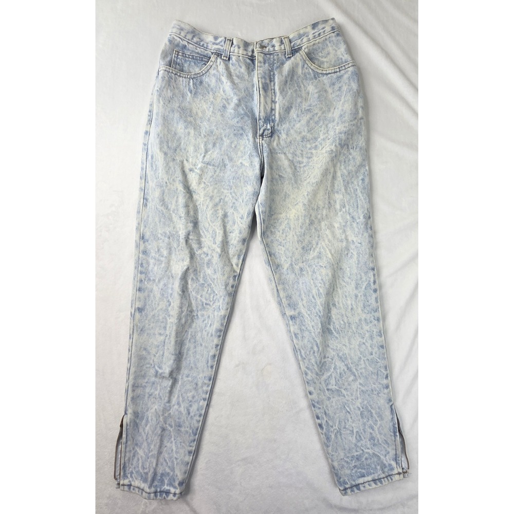 Bonjour Jeans Women 12 Acid Wash‎ High Rise Tapered Ankle Zip Denim Vintage